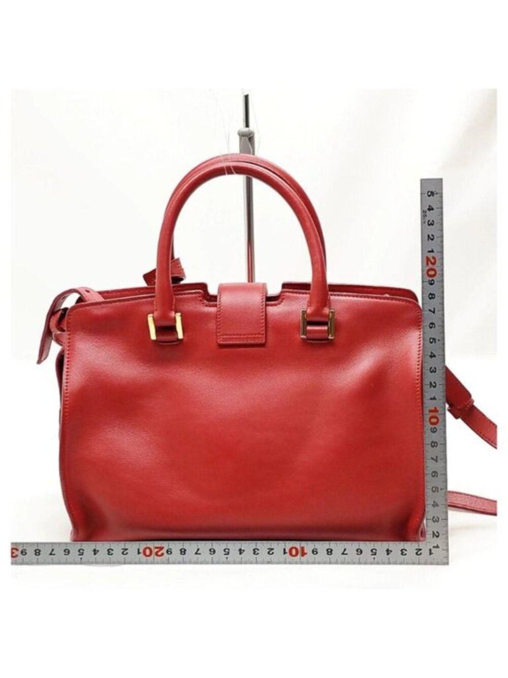 Authentic Saint Laurent Cabas ChYc Red Leather Satchel Crossbody Bag - Picture 3 of 16